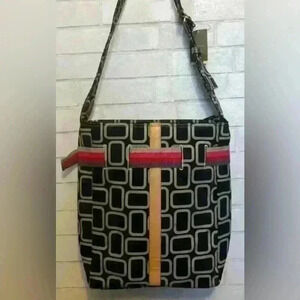 Merona lined work tote! Black modern print NEW